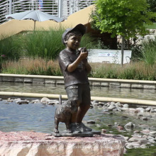 Bronzegießerei Gießerei Bronze Jungen Angeln Statue für den Garten